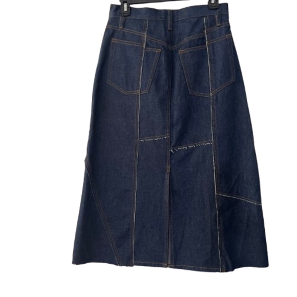 FRAME Frame Denim Jean Skirt Patchwork Dark Wash Midi NEW Women's Distressed 27W - Picture 4 of 5